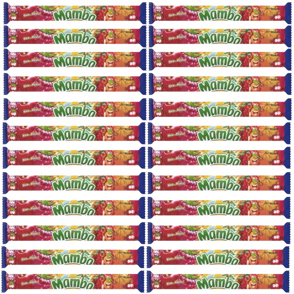 Sada Ovocné gumy Rozpustné na žvýkání Mamba 24 proužků