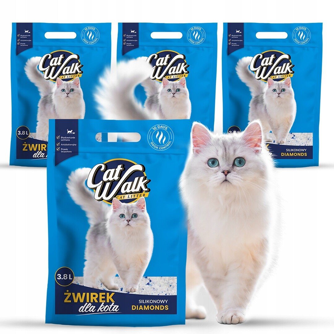 Silikonové stelivo pro kočky CatWalk Diamonds 15,2L sada 4 ks