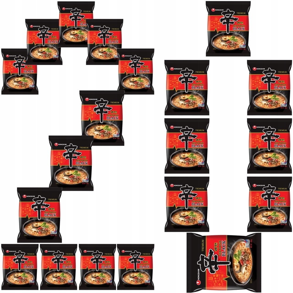 20x Korejská Instantní polévka Shin Ramyun Black Ostrá Hot 130g Nong Shim