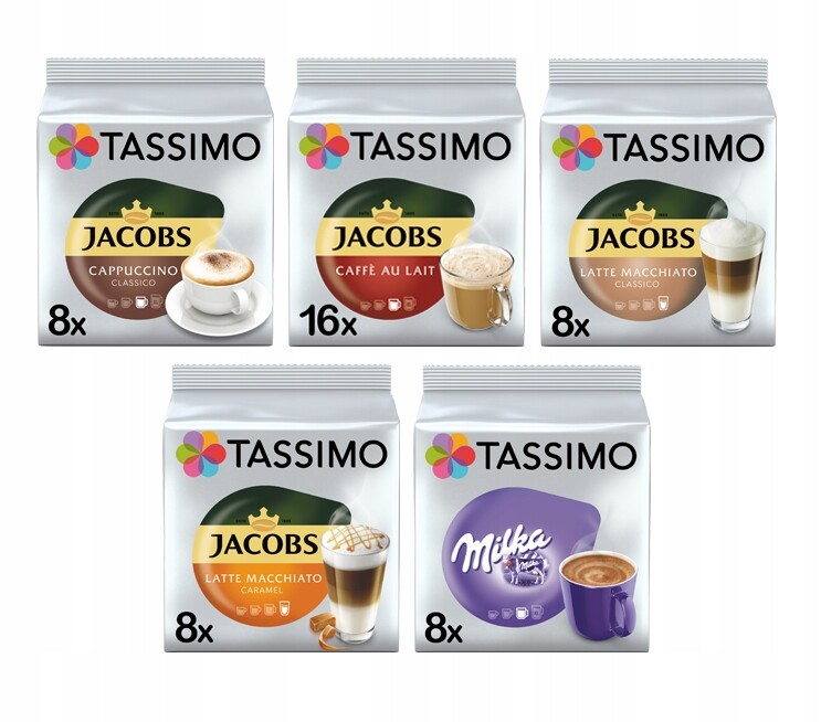 Kapsle Tassimo Jacobs sada mléčné kávy 48 kusů