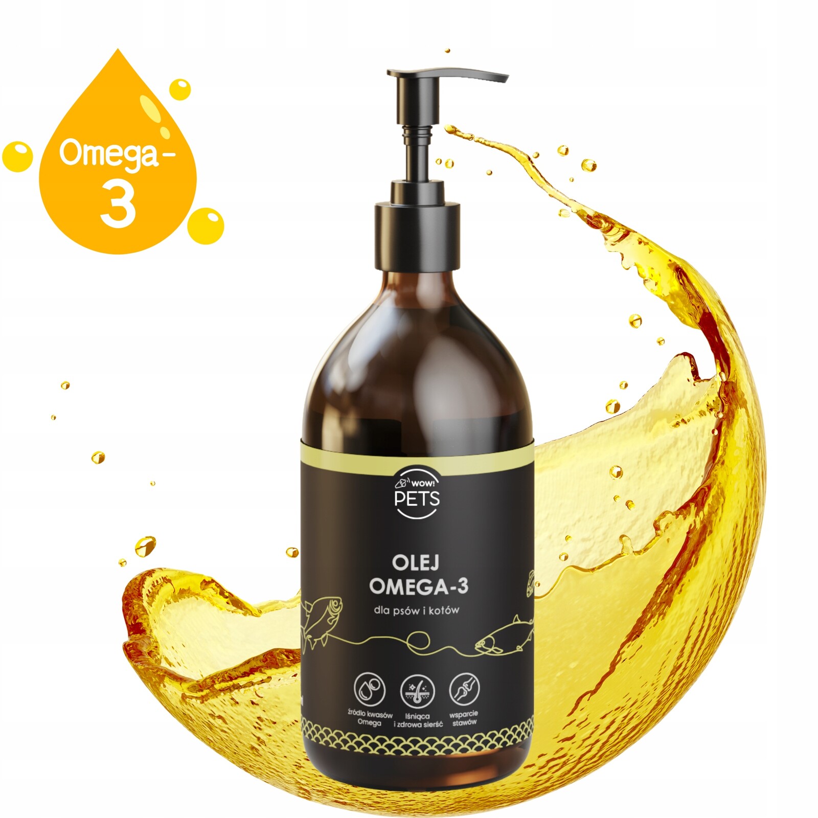 Doplněk stravy pro psa a kočku Vitamíny Olej Omega 3EPA Dha Láhev 500 ml Wowpets