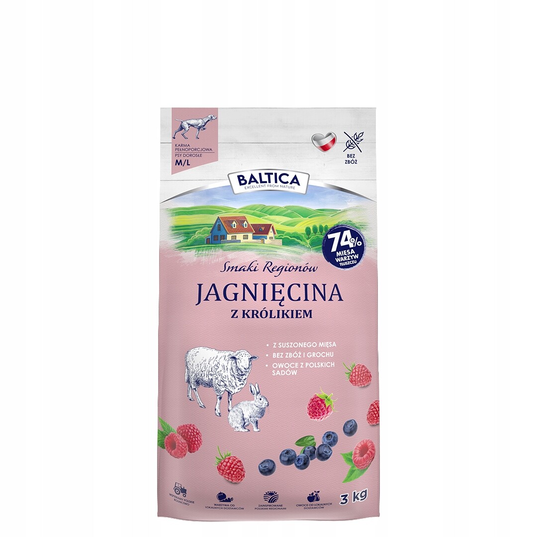 Baltica suché krmivo pro psy jehněčí králík M/L 3kg Střední Velká Plemena