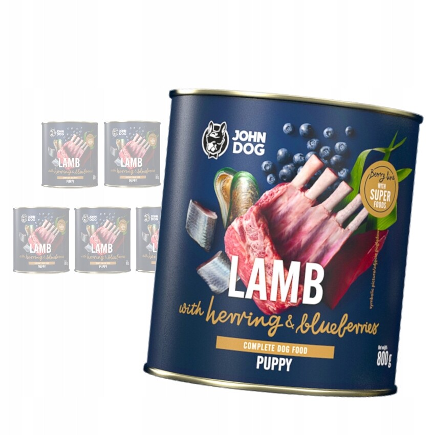 John Dog Junior Jehněčí A Sleď borůvky 6x 800g