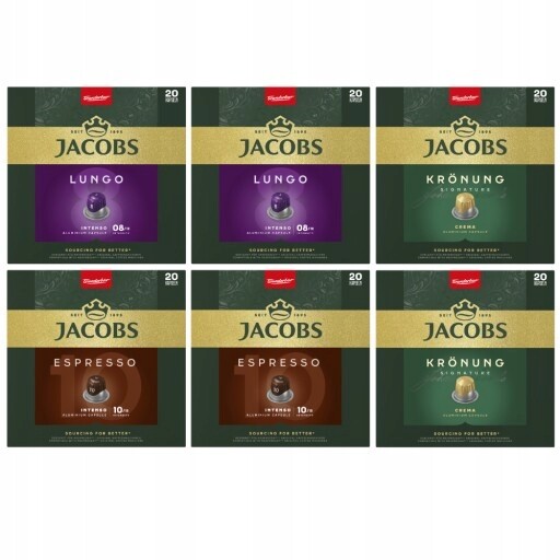 Kapsułki do Nespresso(r)* Jacobs Lungo , Espresso, Kronung, 100+20 Zdarma!