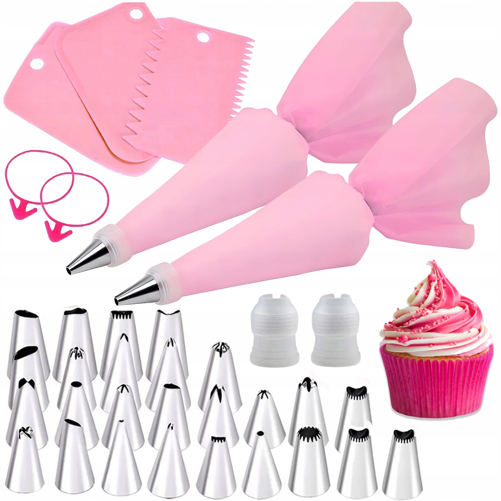 Cukrářský Sáček 2x Příslušenství Ke Zdobení Dortů Silikon 24 Dílů