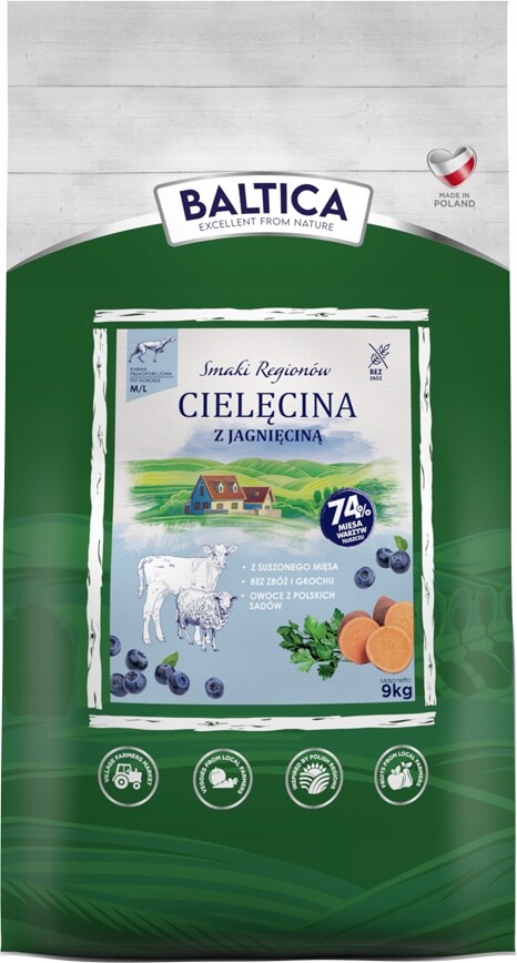 Baltica suché krmivo pro psa Telecí jehněčí M/L 9kg Střední Velká Plemena