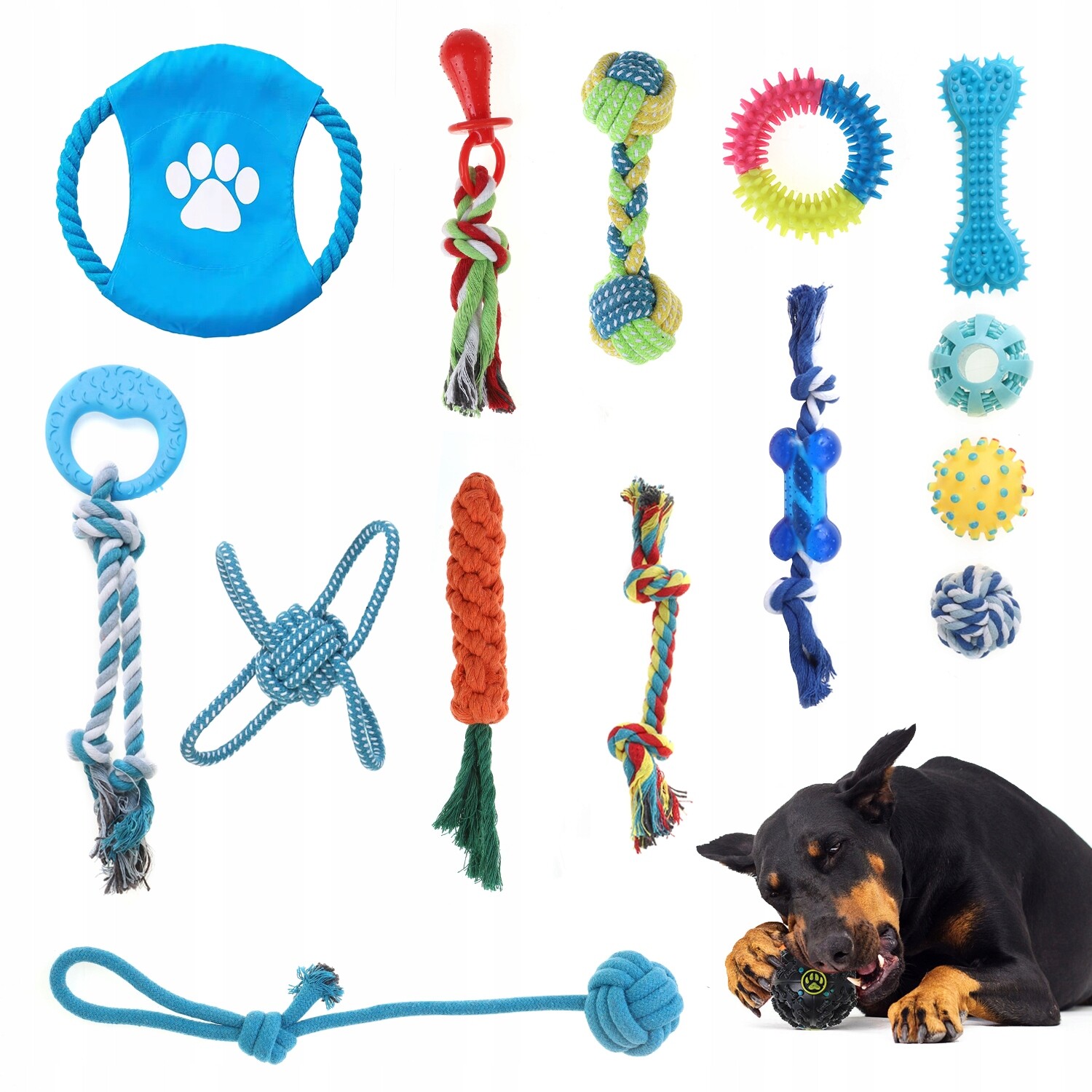 Hračky pro psa Výbavička Pro Štěně Set kousátka míčky provazy 15 ks