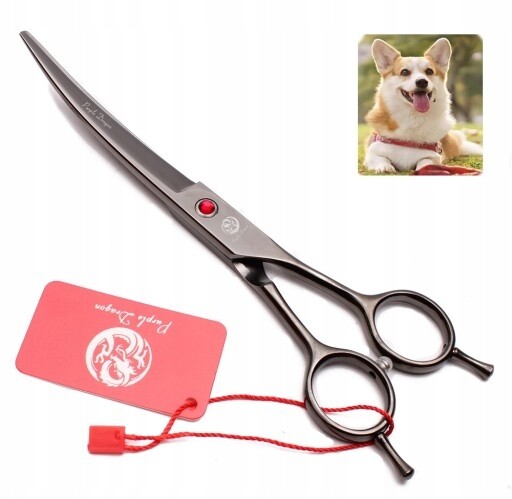 7palcové zakřivené nůžky pro péči o zvířata