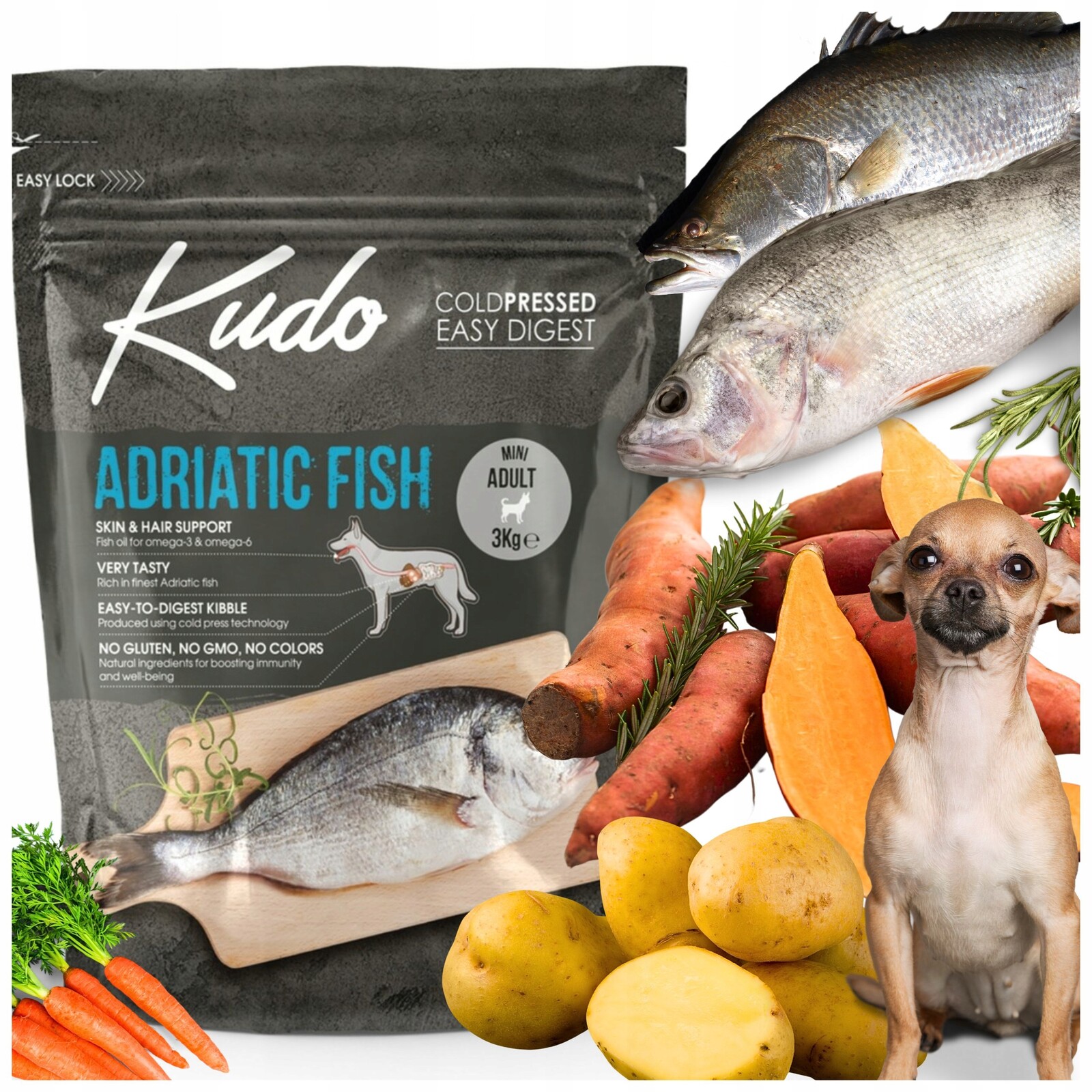 Kudo Krmivo Suché Pro Psa 3 Kg Mini Adult Cold Pressed Jaderské ryby
