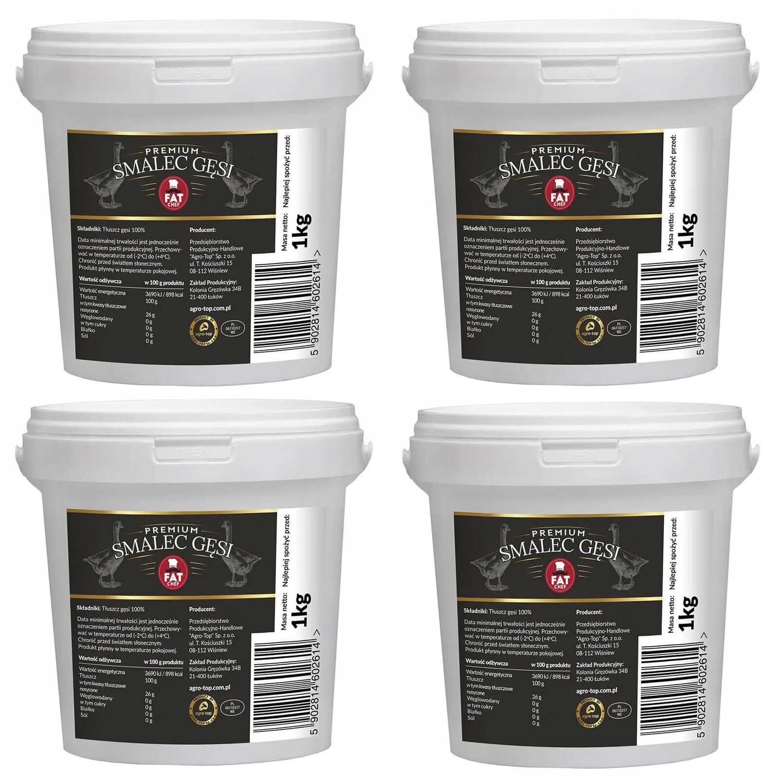 Agro-Top Husí sádlo kbelík 1kg čerstvý dlouhá doba použitelnosti sada