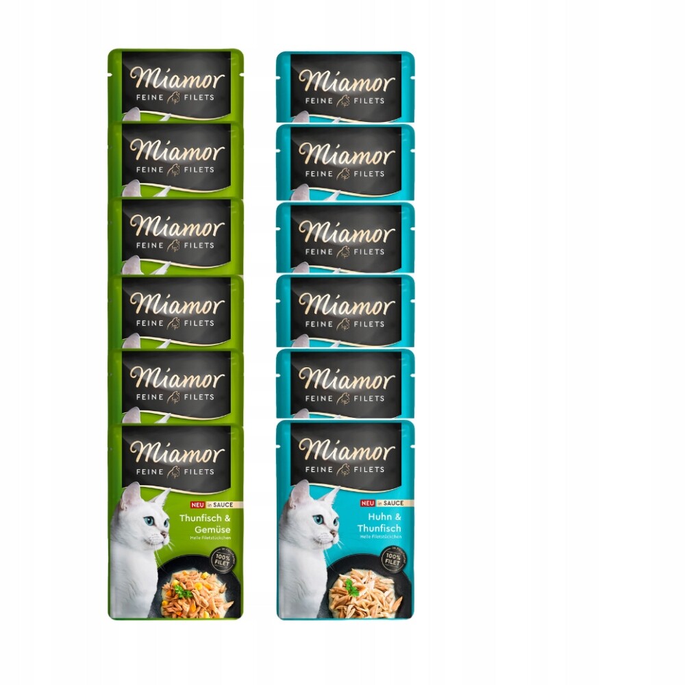 Miamor Filets Kuřecí Zelenina Tuňák v omáčce Krmivo Kočka Sada 12x100g 1,2k