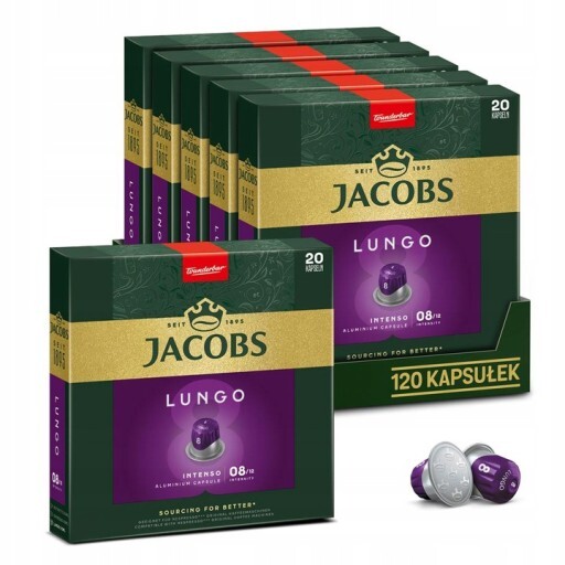 Kapsułki Jacobs Lungo 8 Intenso do Nespresso(r)* 120 kaw, 6x 20 szt
