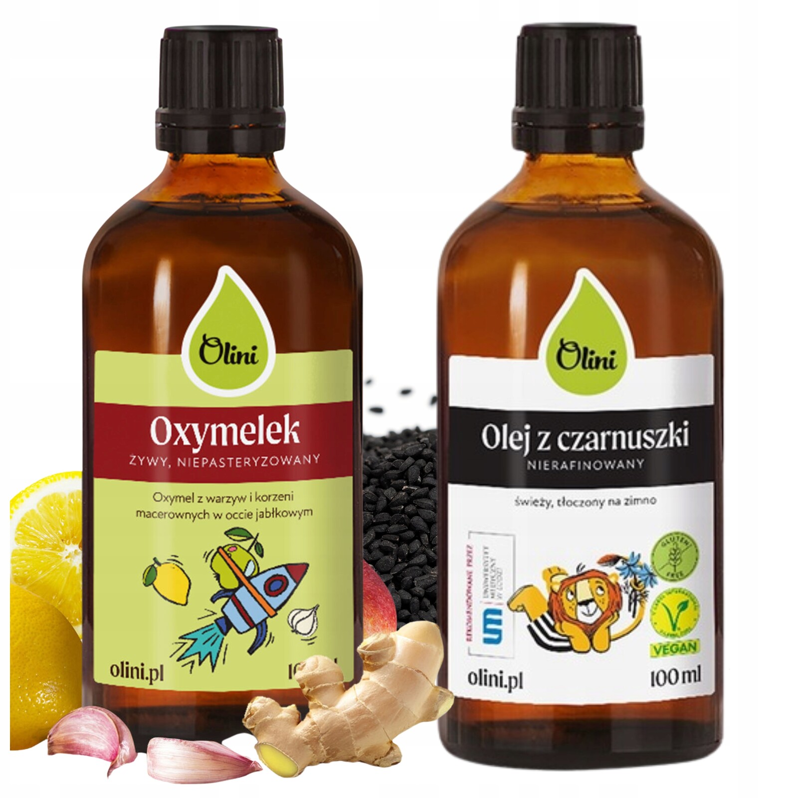 Oxymel pro děti a Černý olej Zdravá sada na imunitu Olini