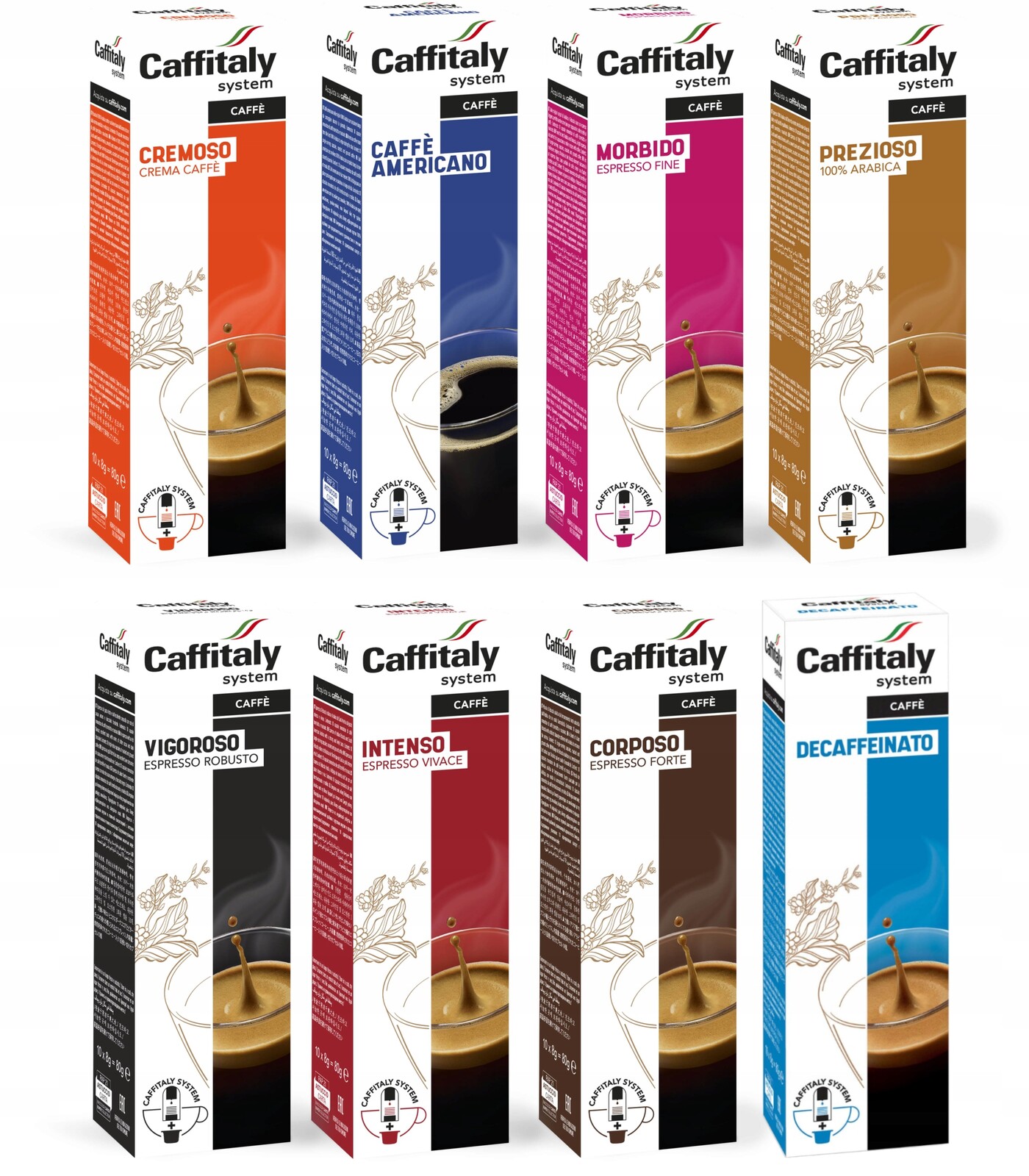 Kapsle pro Cafissimo Káva Caffitaly Sada 8 x 10 kusů