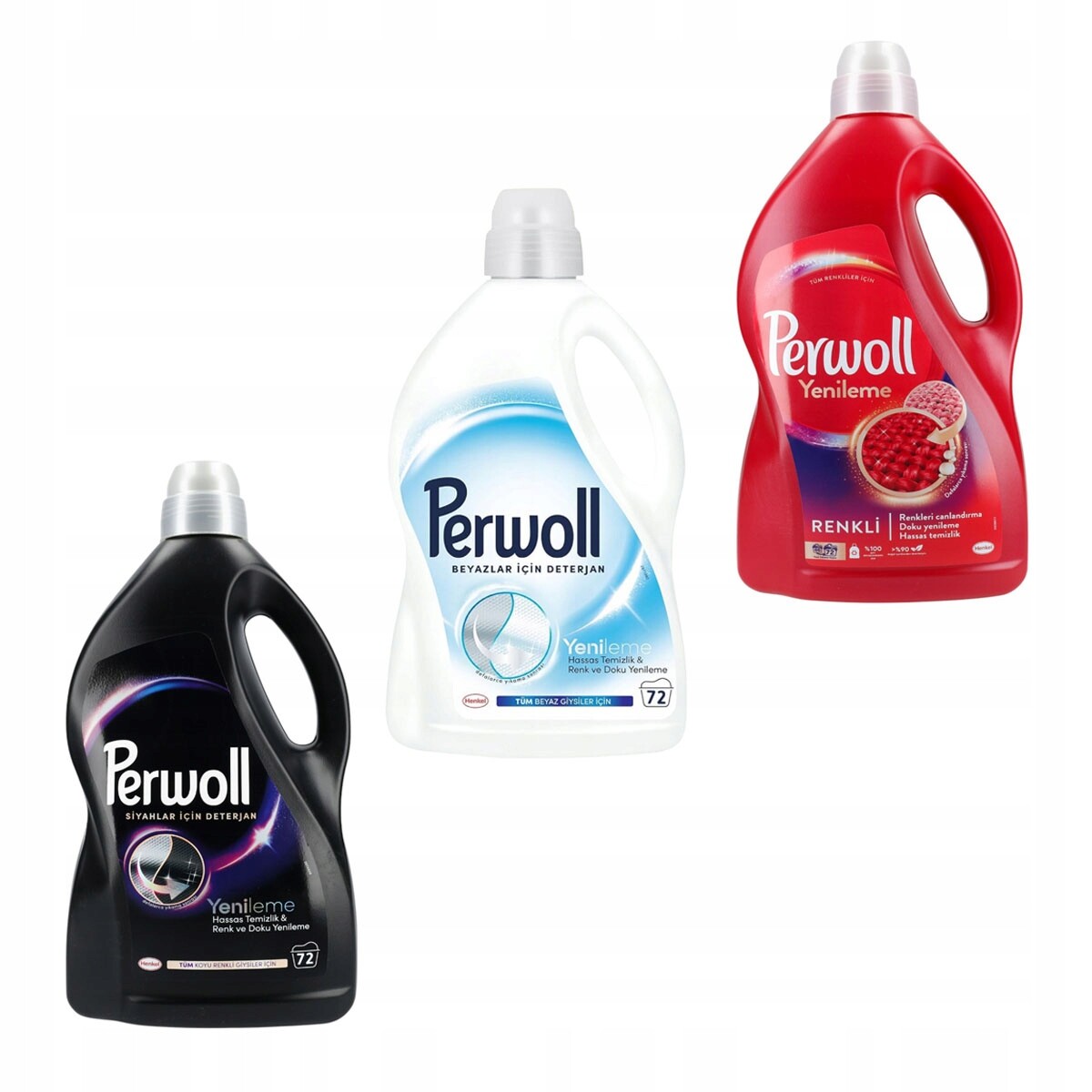 Spolehlivá sada pracích prostředků Perwoll – černá, barevná, bílá