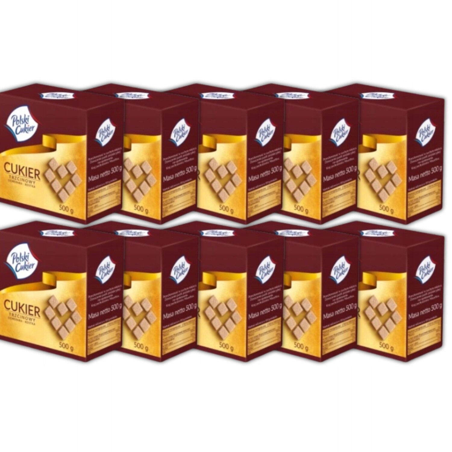 Cukr Třtinový Hnědý Kostka 500 g x 10 ks 5 kg Cukr Polský