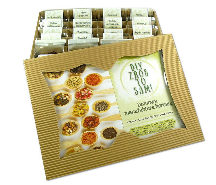 Dárková Sada Diy Domácí čajová manufaktura 4x čaj 16x přísad