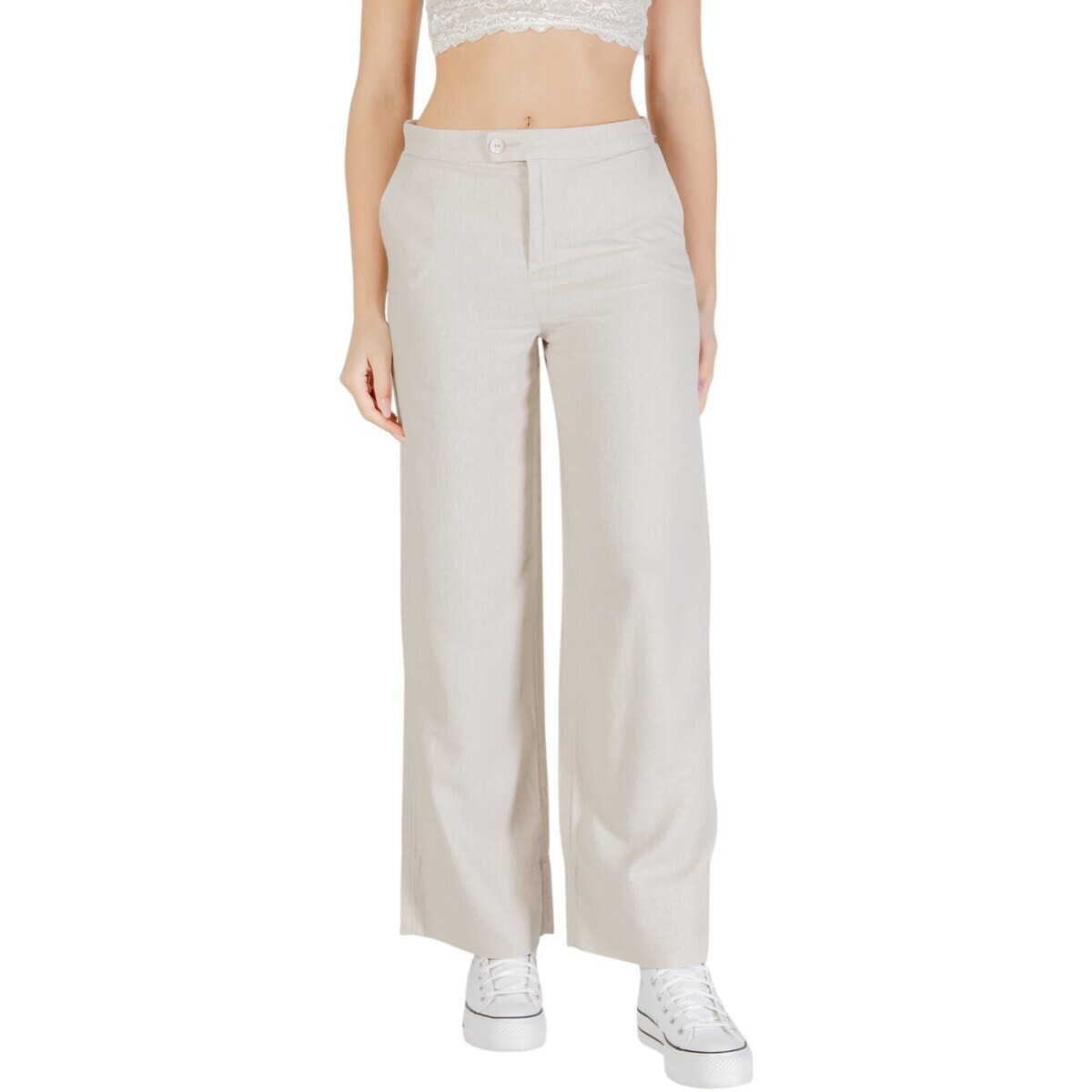 Only  ONLCARO HW LINEN BL WIDE PANT CC PNT 15338716  Béžová