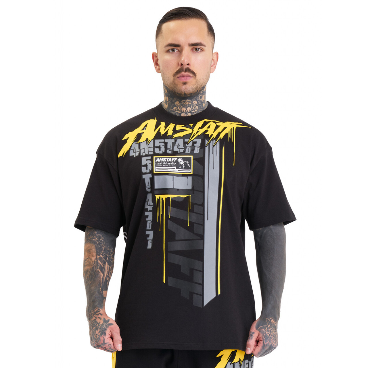 Triko pánské Amstaff Cary - černé-žluté, M