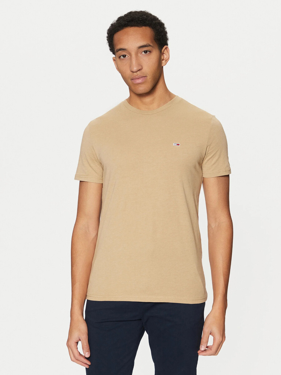 Tommy Jeans pánské béžové tričko - L (ACT)