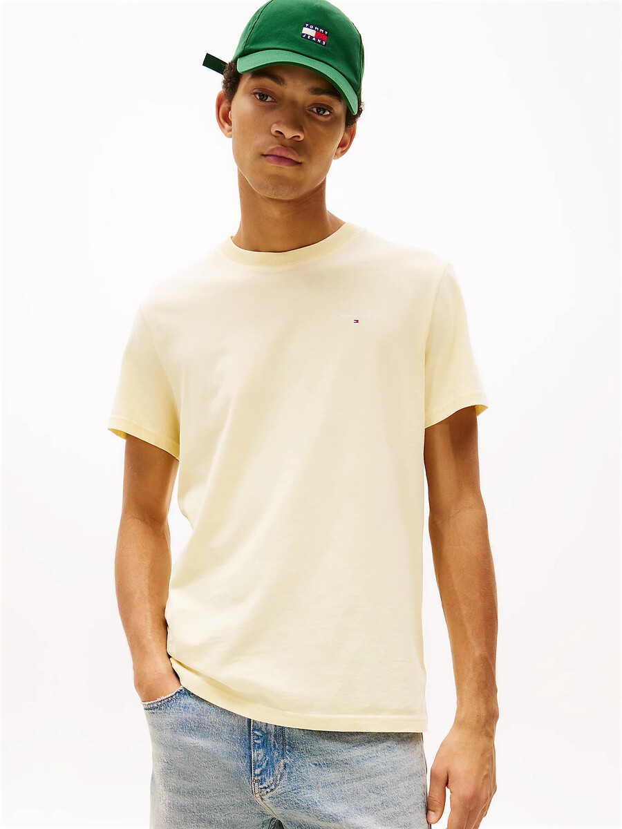 Tommy Jeans pánské žluté tričko - L (ZGA)