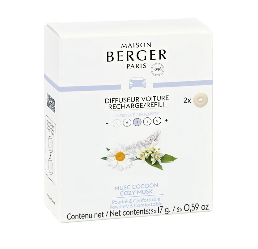 Maison Berger Paris Náhradní náplň do difuzéru do auta Cozy Musk (Car Diffuser Recharge/Refill) 2 ks