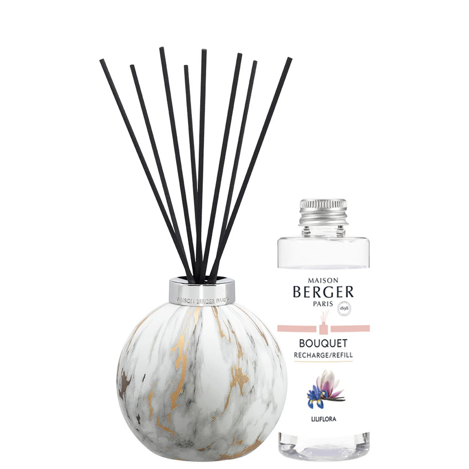 Maison Berger Paris Dárková sada aroma difuzér Marbrure White + náplň Liliflora 180 ml
