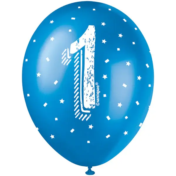 Balónky latexové č. 1 s hvězdičkami 30 cm 5 ks