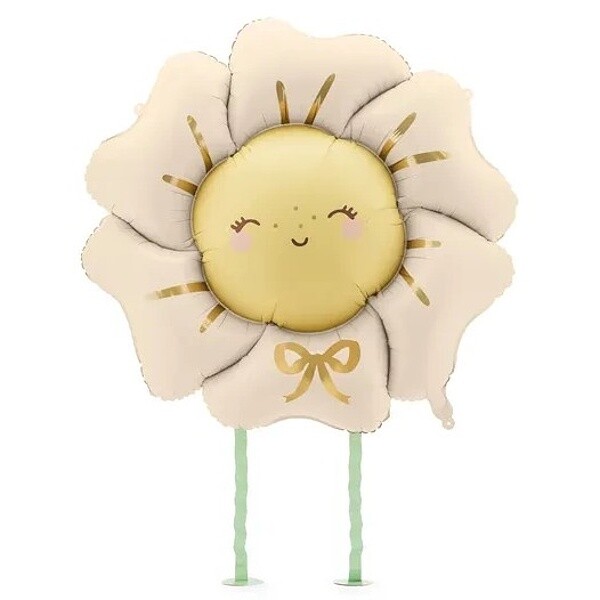 Balónek fóliový Květina s nožičkami béžový 104x104 cm