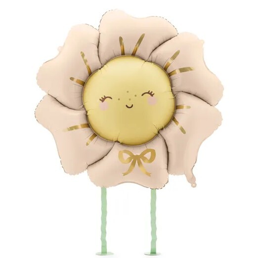 Balónek fóliový Květina s nožičkami světle růžový 104x104 cm