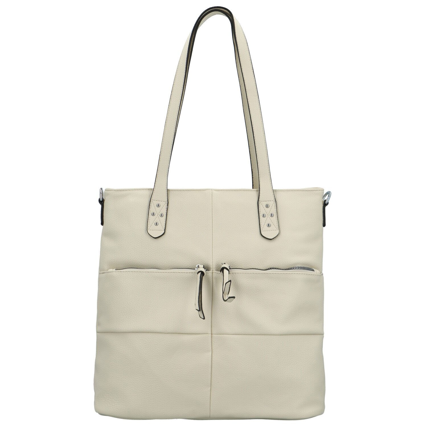 Trendy dámská koženková kabelka na rameno Mariam, krémová