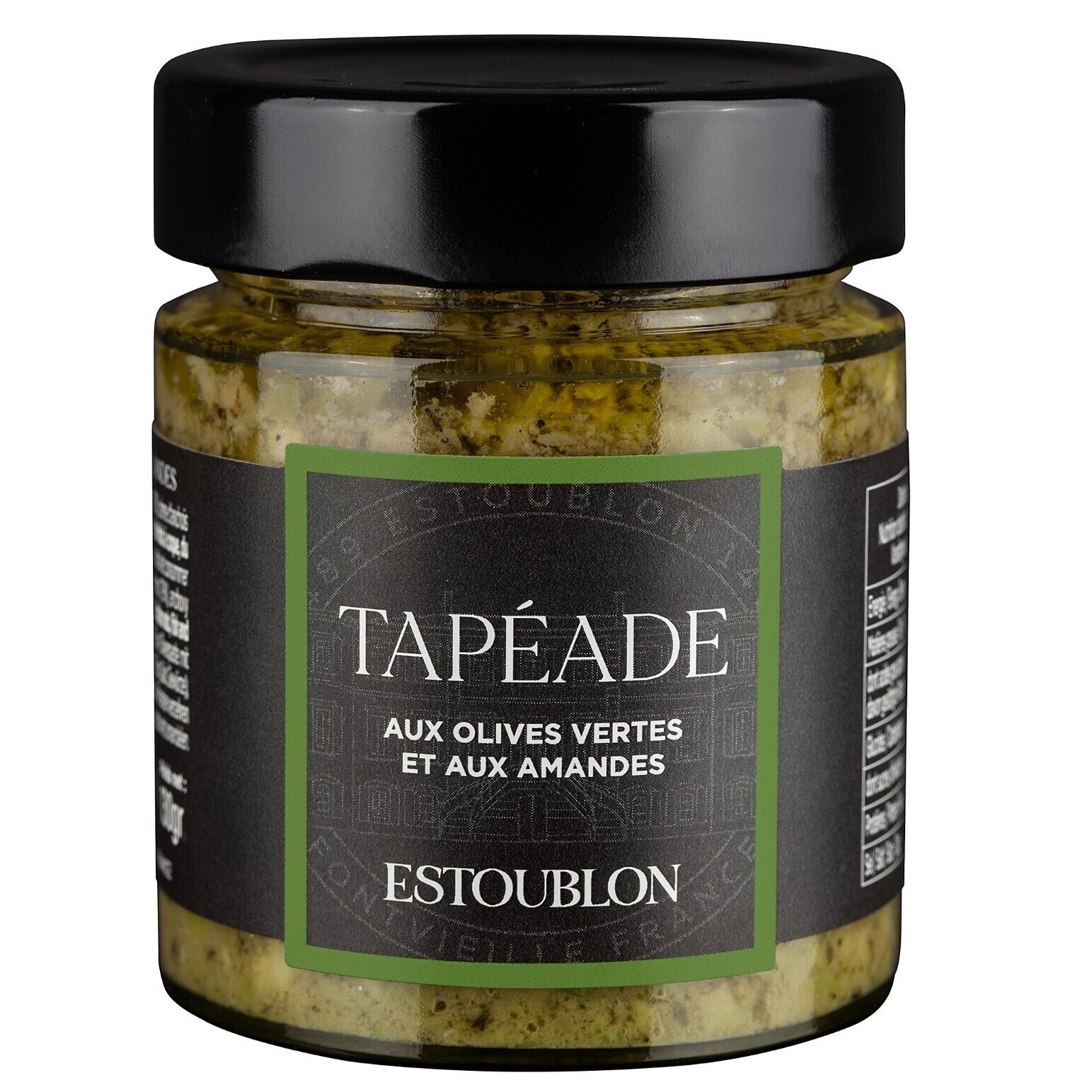 Tapenáda ze zelených oliv 130 g, s mandlemi, Estoublon