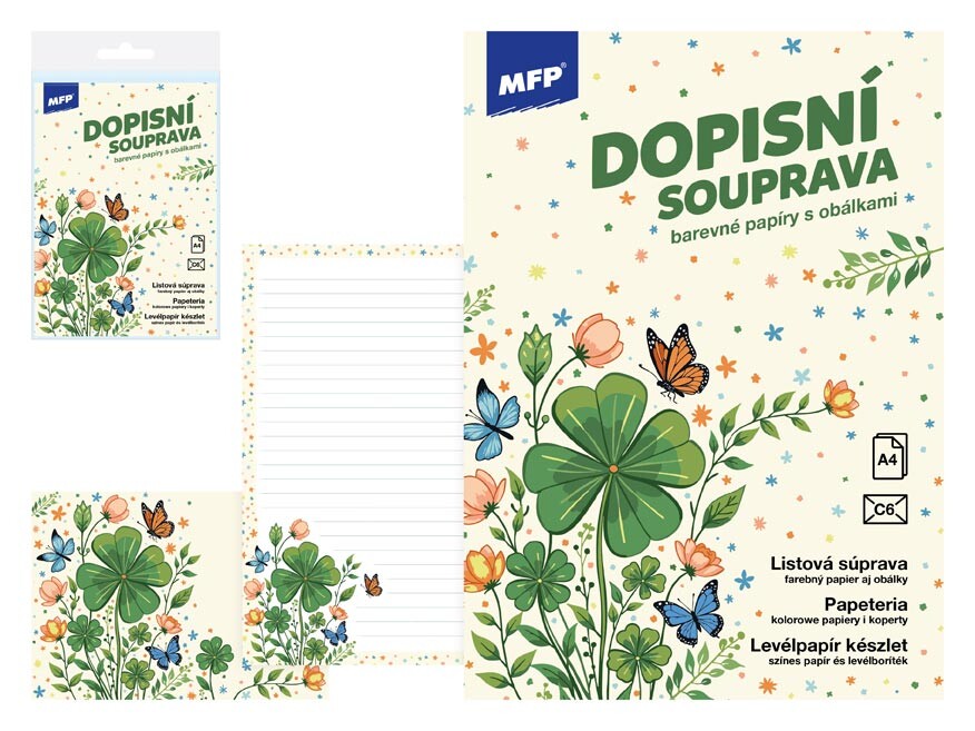 MFP 5550369 Dopisní papír barevný LUX 5+10 (Čtyřlístek)