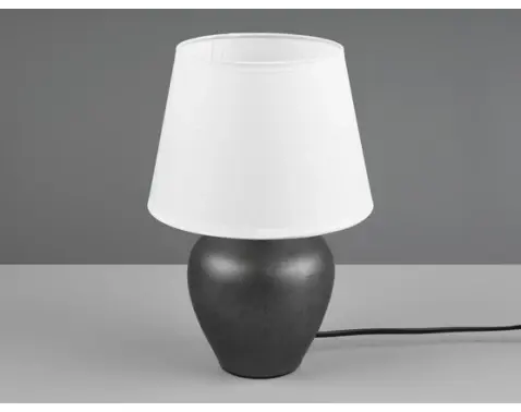 Stolní lampa Abby, nikl/bílá látka