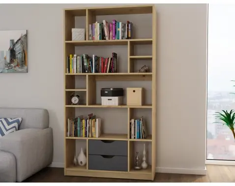 Vysoký regál/knihovna Sten, dub artisan/grafit