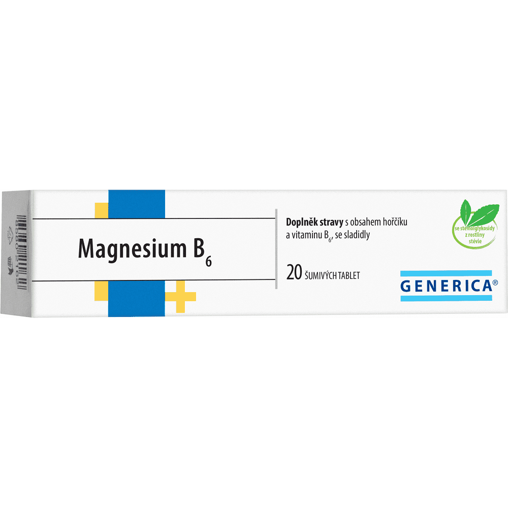 GENERICA Magnesium citrát B6 20 šumivých tablet, poškozený obal