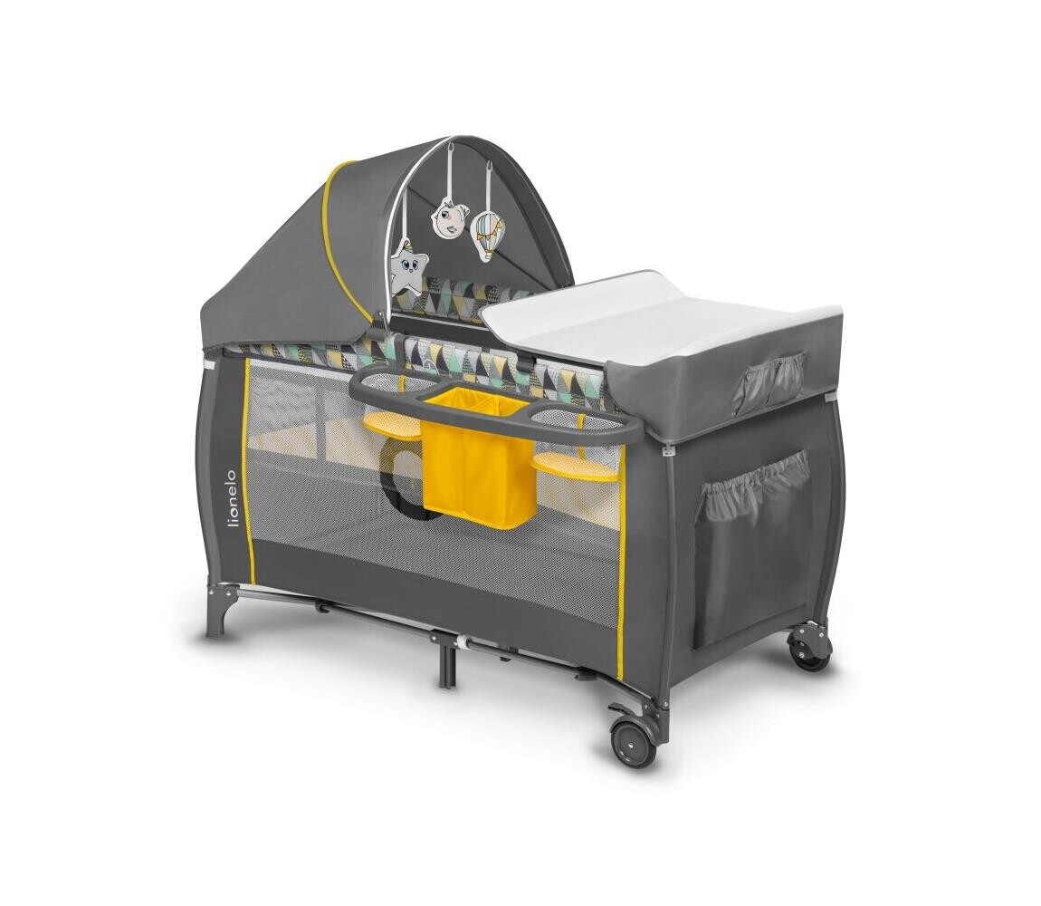 Lionelo Lionelo - Cestovní postýlka SVEN PLUS šedá/žlutá