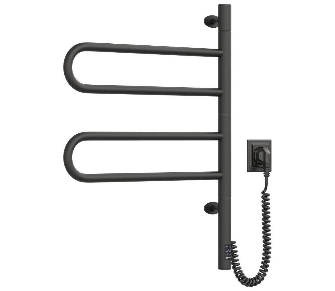 Navin Elektrický otočný sušák na ručníky s term. FOUETTE 128W/230V 64,6 cm IP44 černá