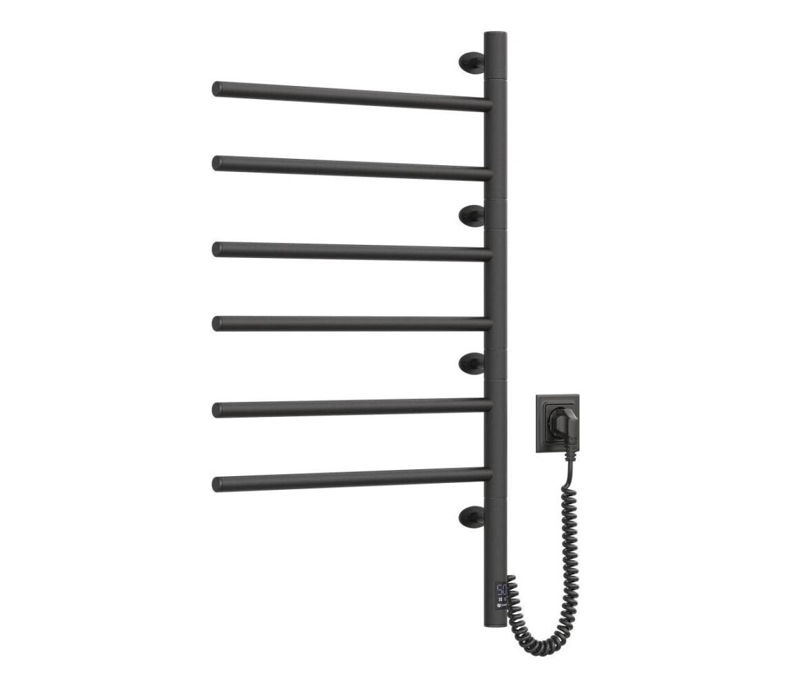 Navin Elektrický otočný sušák na ručníky s term. ARABESQUE 196W/230V 81,8cm IP44 černá