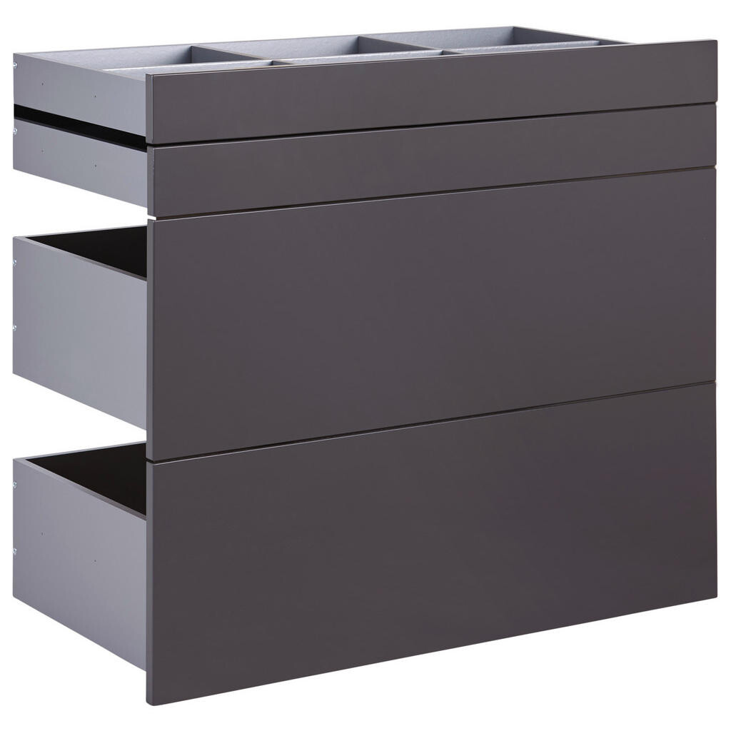 Hom`in SADA ZÁSUVEK, vysoce lesklá antracitová, 90,9/82/46,8 cm