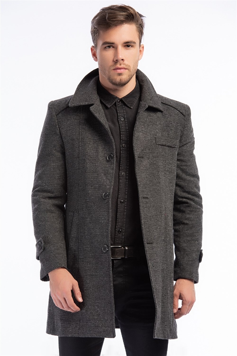 PLT7226 DEWBERRY BATTAL COAT-PATTERNED GREY
