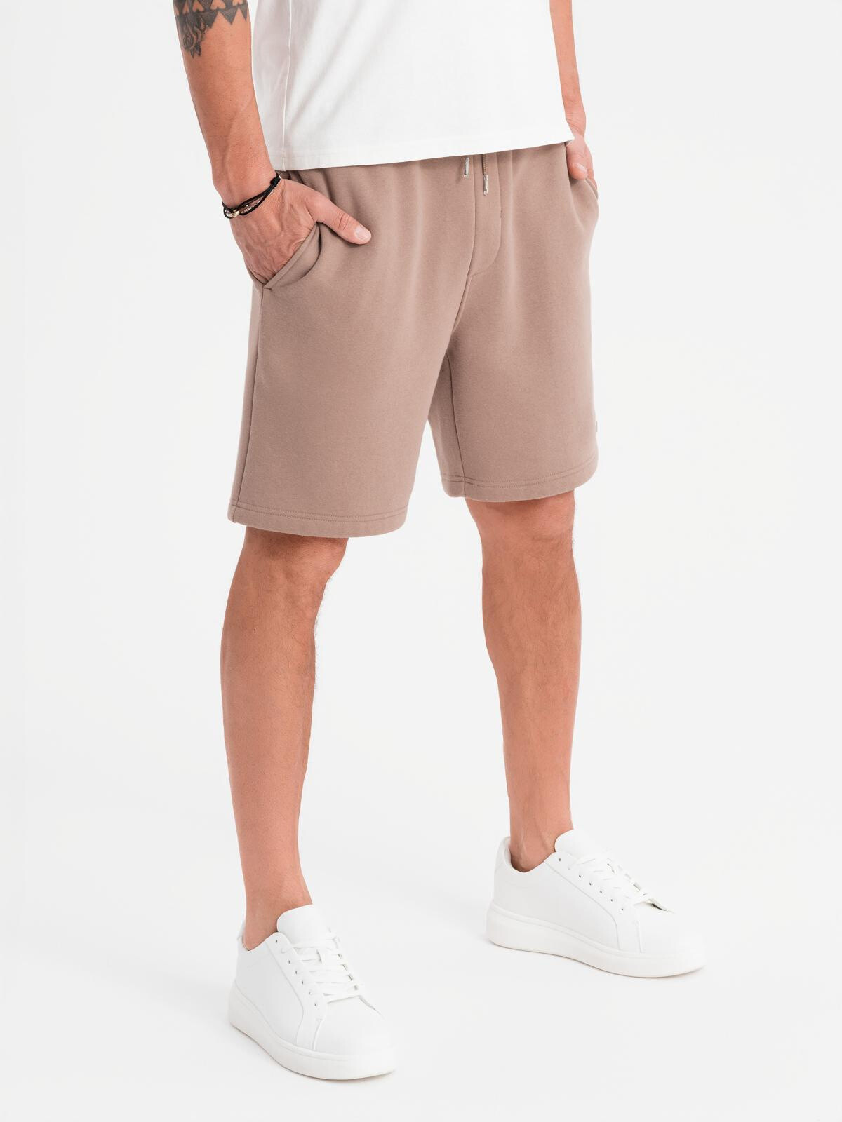 Ombre Unisex sweat shorts with drawstring waistband - brown