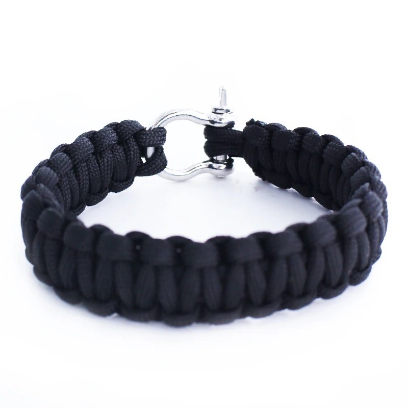 Paracordový náramek s kovovou sponou - černý
