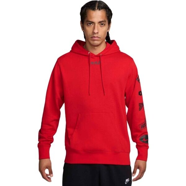 Nike CLUB FLEECE HOODIE CYCLE Pánská mikina, červená, velikost