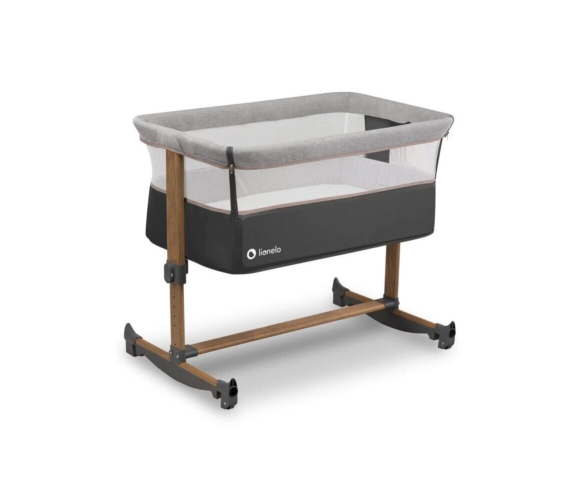 Lionelo Lionelo - Dětská postýlka LEONIE šedá/černá