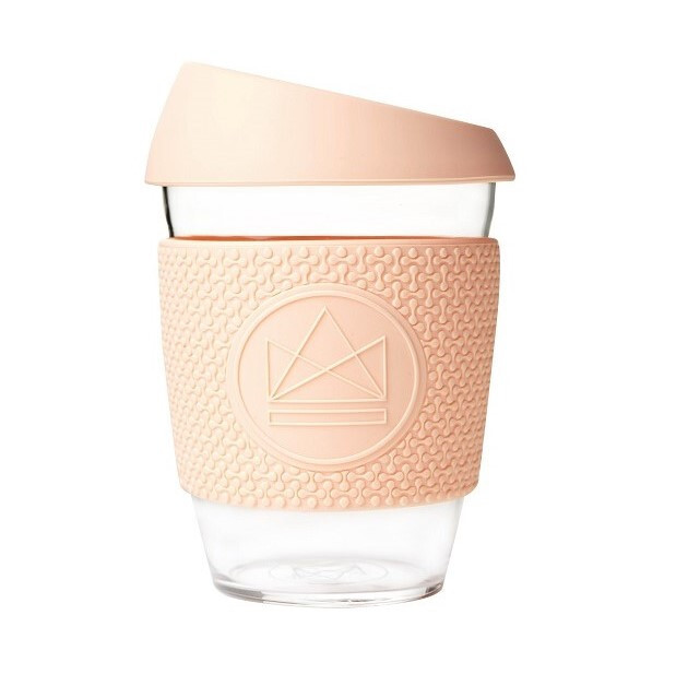 Skleněný hrnek na kávu, M, 340 ml, Neon Kactus, broskvový