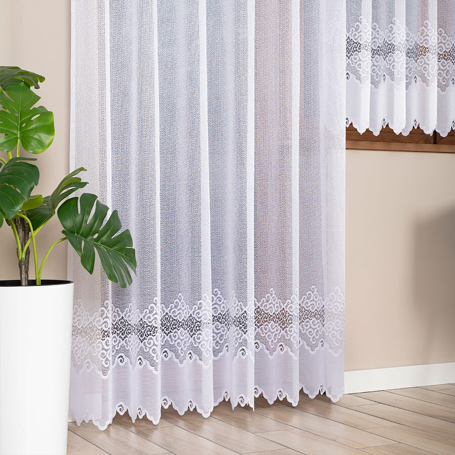 Dekorační vzorovaná záclona na žabky MODESTA LONG bílá 200x250 cm (cena za 1 kus dlouhé záclony) MyBestHome