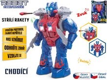 Mikro Robot 23cm na baterie česky mluvící chodící s doplňky, světlem a zvukem