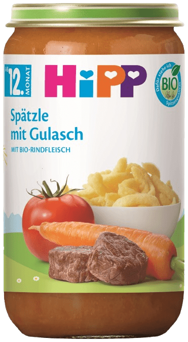 HIPP BIO Špecle a guláš a hovězí maso 250 g