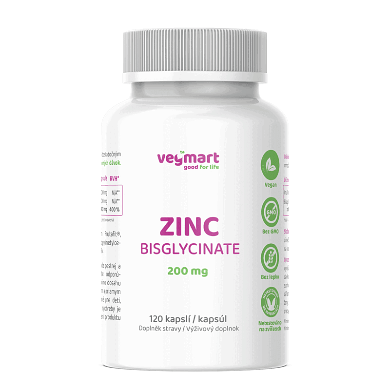 VEGMART Zinek Bisglycinát 200 mg 120 kapslí